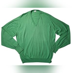 Vintage Murray Allan Made In Scotland Green Cashmere V-Neck Sweater Size 2XL